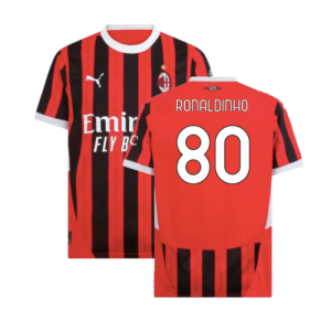 2024-2025 AC Milan Home Shirt (Ronaldinho 80)