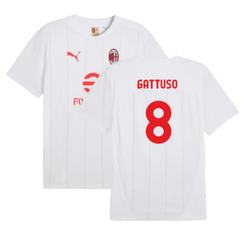 2024-2025 AC Milan Prematch SS Jersey (White) (Gattuso 8)