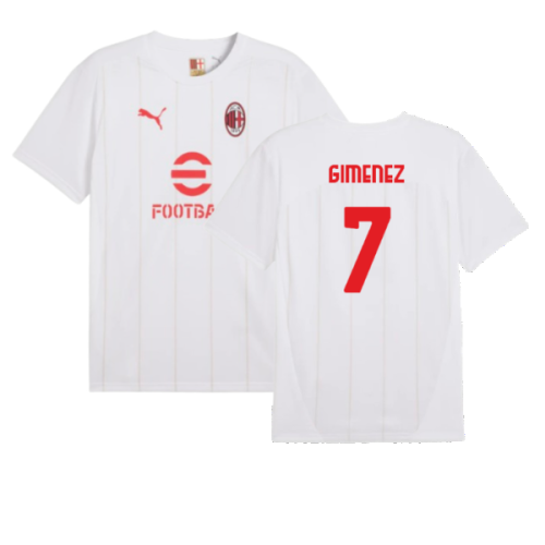 2024-2025 AC Milan Prematch SS Jersey (White) (Gimenez 7)