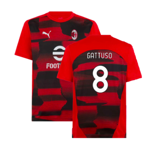 2024-2025 AC Milan Prematch SS Shirt (Red) (Gattuso 8)