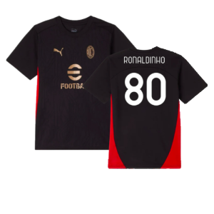 2024-2025 AC Milan Training Shirt (Black) - Kids (Ronaldinho 80)