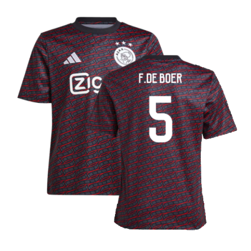 2024-2025 Ajax Pre Match Shirt (Black) - Kids (F.De Boer 5)