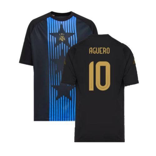 2024-2025 Argentina Pre-Match Shirt (Black) - Kids (AGUERO 10)