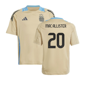 2024-2025 Argentina Training Jersey (Hazy Beige) - Kids (MAC ALLISTER 20)