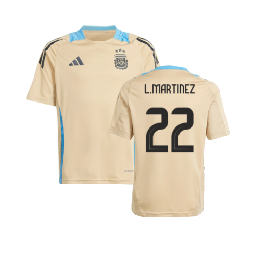 2024-2025 Argentina Training Jersey (Hazy Beige) (L.MARTINEZ 22)