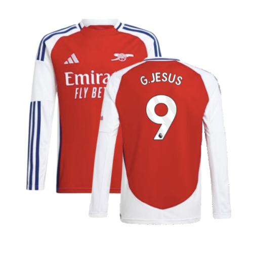 2024-2025 Arsenal Long Sleeve Home Shirt (Kids) (G.Jesus 9)