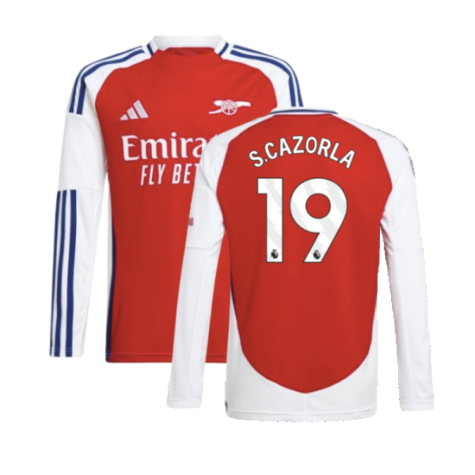 2024-2025 Arsenal Long Sleeve Home Shirt (Kids) (S.Cazorla 19)