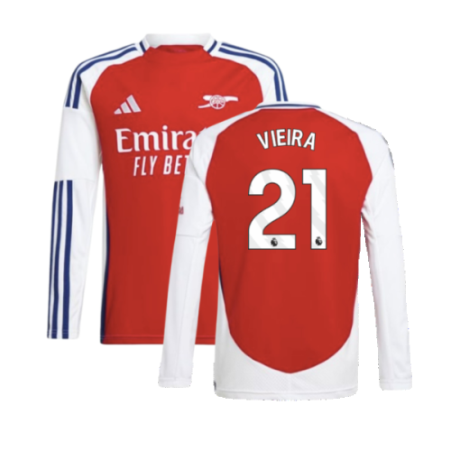 2024-2025 Arsenal Long Sleeve Home Shirt (Kids) (Vieira 21)