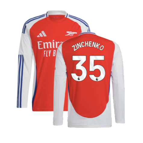 2024-2025 Arsenal Long Sleeve Home Shirt (Zinchenko 35)