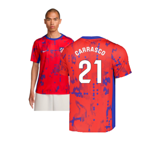 2024-2025 Atletico Madrid Dri-FIT Pre-Match Shirt (Red) (Carrasco 21)