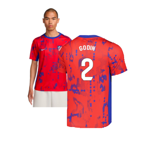 2024-2025 Atletico Madrid Dri-FIT Pre-Match Shirt (Red) (Godin 2)