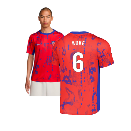 2024-2025 Atletico Madrid Dri-FIT Pre-Match Shirt (Red) (Koke 6)