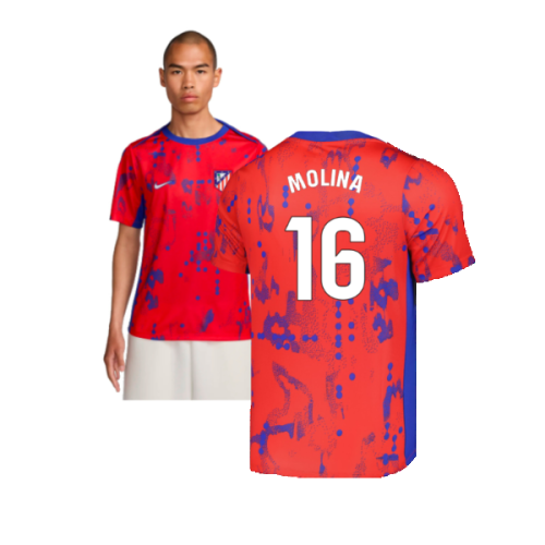 2024-2025 Atletico Madrid Dri-FIT Pre-Match Shirt (Red) (Molina 16)