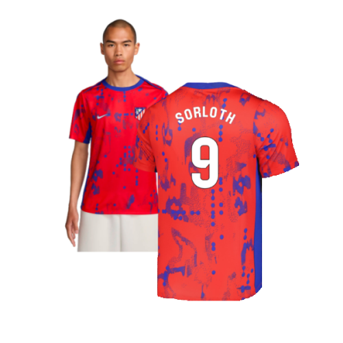 2024-2025 Atletico Madrid Dri-FIT Pre-Match Shirt (Red) (Sorloth 9)