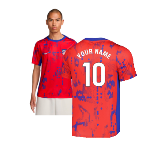 2024-2025 Atletico Madrid Dri-FIT Pre-Match Shirt (Red) (Your Name)