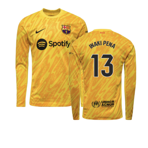 2024-2025 Barcelona Away Goalkeeper Shirt (Yellow) (Inaki Pena 13)