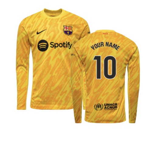 2024-2025 Barcelona Away Goalkeeper Shirt (Yellow) (Your Name)