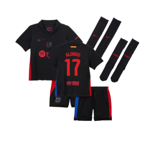 2024-2025 Barcelona Away Little Boys Mini Kit (Alonso 17)