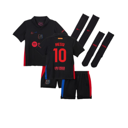 2024-2025 Barcelona Away Little Boys Mini Kit (Messi 10)