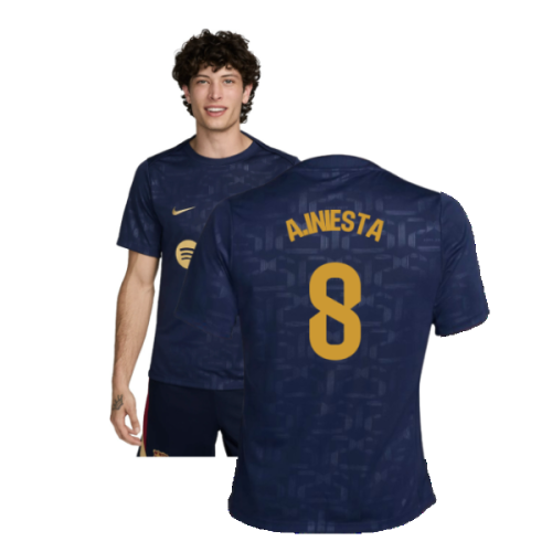 2024-2025 Barcelona Dri-Fit Academy Pro Pre-Match Top (Navy) (A.Iniesta 8)