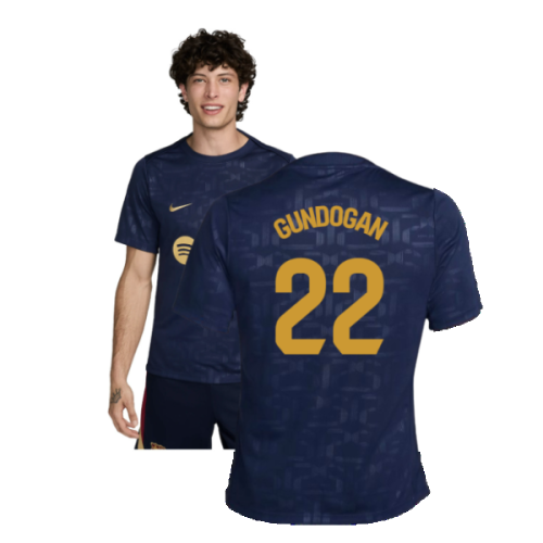 2024-2025 Barcelona Dri-Fit Academy Pro Pre-Match Top (Navy) (Gundogan 22)