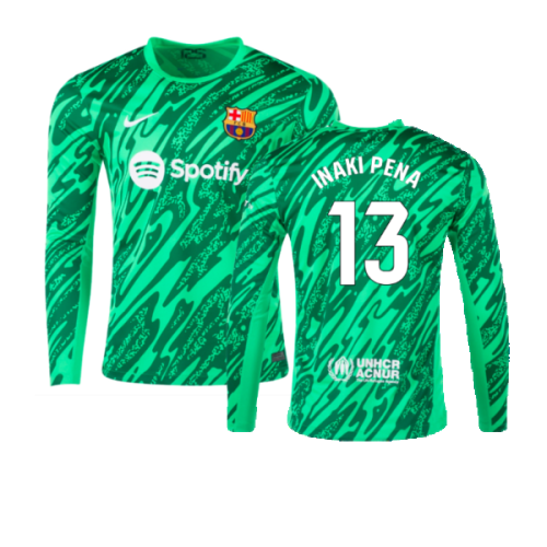 2024-2025 Barcelona Home Goalkeeper Shirt (Green) (Inaki Pena 13)