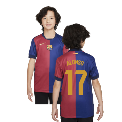 2024-2025 Barcelona Home Shirt (Sponsorless) - Kids (Alonso 17)