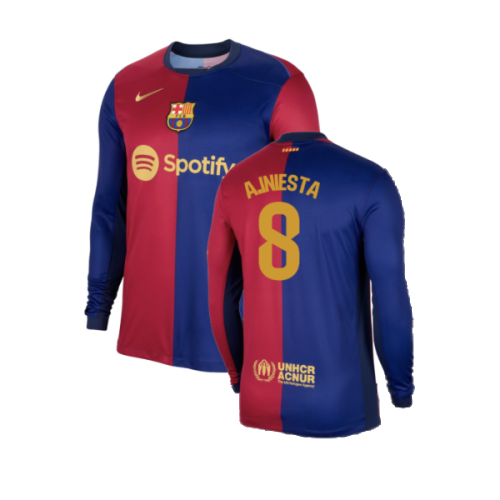 2024-2025 Barcelona Long Sleeve Home Shirt (A.Iniesta 8)