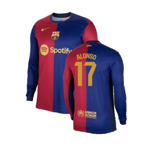 2024-2025 Barcelona Long Sleeve Home Shirt (Alonso 17)