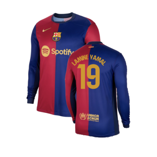 2024-2025 Barcelona Long Sleeve Home Shirt (Lamine Yamal 19)