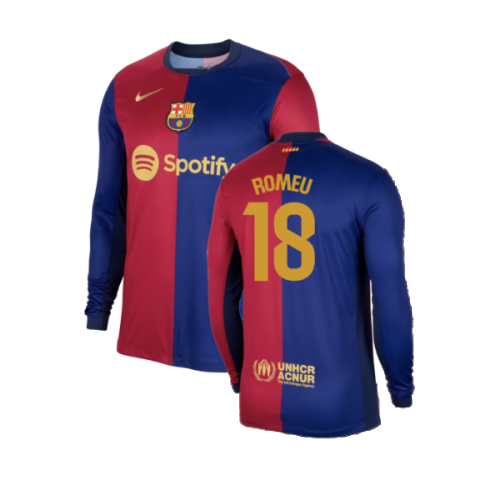 2024-2025 Barcelona Long Sleeve Home Shirt (Romeu 18)