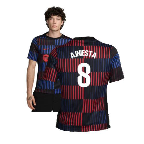 2024-2025 Barcelona Pre-Match Away Shirt (Navy) (A.Iniesta 8)