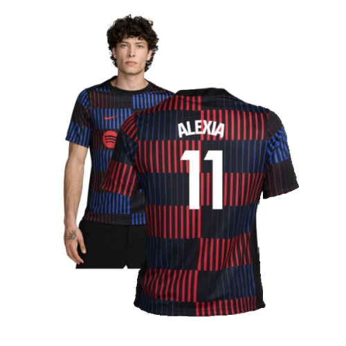 2024-2025 Barcelona Pre-Match Away Shirt (Navy) (Alexia 11)