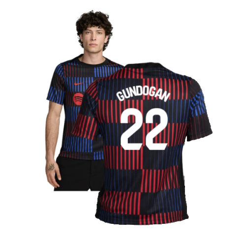 2024-2025 Barcelona Pre-Match Away Shirt (Navy) (Gundogan 22)