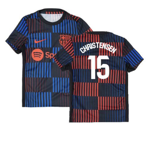 2024-2025 Barcelona Pre-Match Away Shirt (Navy) - Kids (Christensen 15)