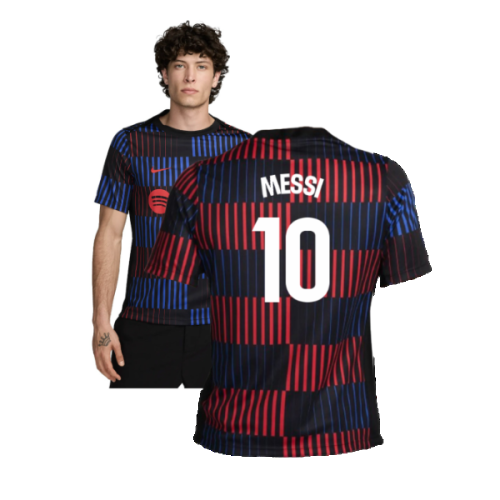 2024-2025 Barcelona Pre-Match Away Shirt (Navy) (Messi 10)