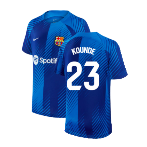 2024-2025 Barcelona Pre-Match Shirt (Blue) - Kids (Kounde 23)