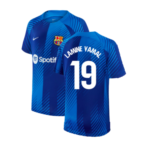 2024-2025 Barcelona Pre-Match Shirt (Blue) - Kids (Lamine Yamal 19)