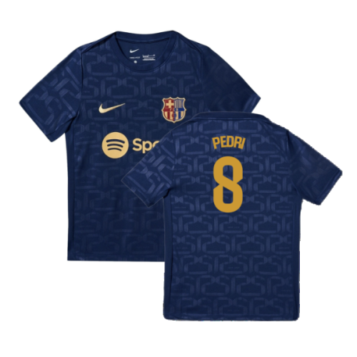 2024-2025 Barcelona Pre-Match Training Shirt (Navy) - Kids (Pedri 8)