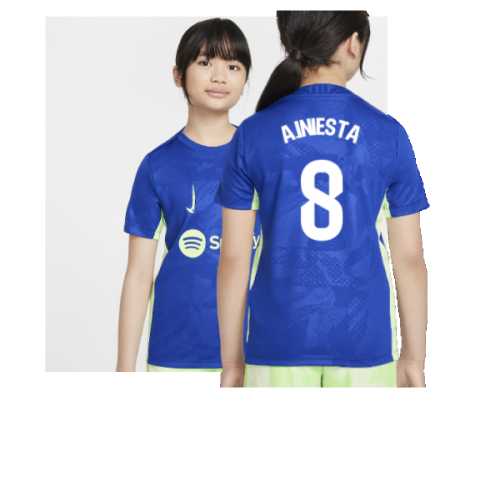 2024-2025 Barcelona Third Pre-Match Shirt (Royal) - Kids (A.Iniesta 8)