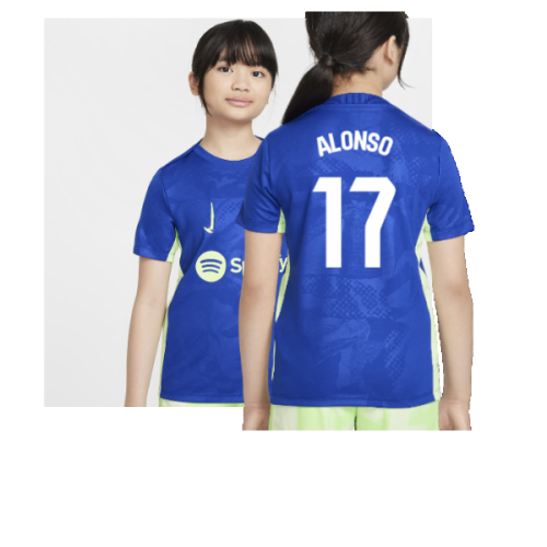 2024-2025 Barcelona Third Pre-Match Shirt (Royal) - Kids (Alonso 17)