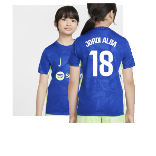 2024-2025 Barcelona Third Pre-Match Shirt (Royal) - Kids (Jordi Alba 18)