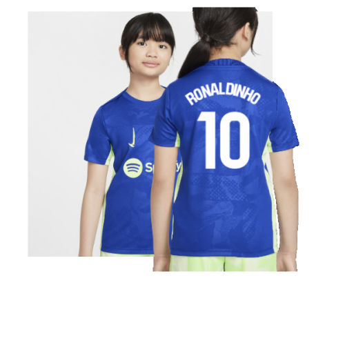 2024-2025 Barcelona Third Pre-Match Shirt (Royal) - Kids (Ronaldinho 10)