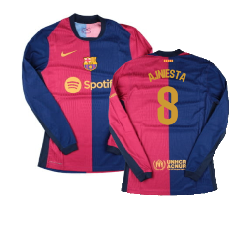 2024-2025 Barcelona Vapor Home Long Sleeve Shirt (A.Iniesta 8)