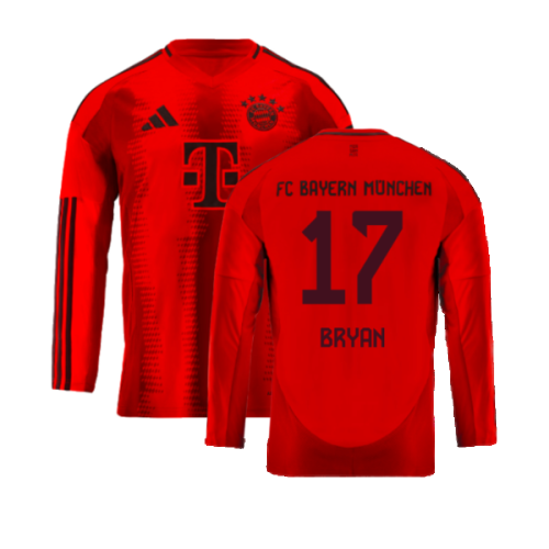 2024-2025 Bayern Munich Long Sleeve Home Shirt (Kids) (Bryan 17)