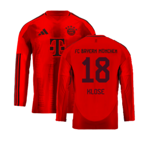 2024-2025 Bayern Munich Long Sleeve Home Shirt (Kids) (Klose 18)