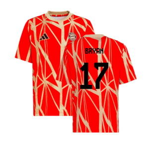 2024-2025 Bayern Munich Pre-Match Shirt (Red) (Bryan 17) 2024-2025 Bayern Munich Pre-Match Shirt (Red) (Bryan 17)