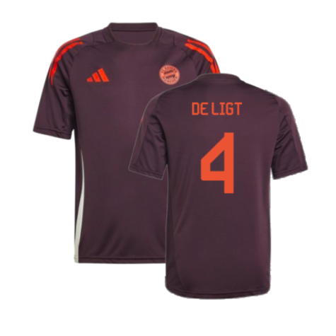 2024-2025 Bayern Munich Training Tee (Shadow Maroon) - Kids (De Ligt 4)