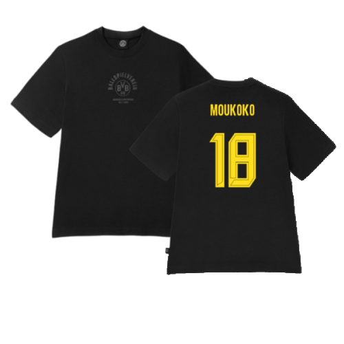 2024-2025 Borussia Dortmund ESS Tee (Black) (Moukoko 18)