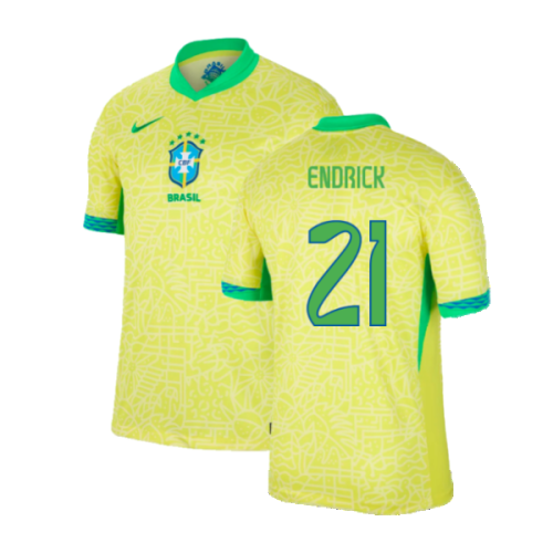 2024-2025 Brazil Home Dri-Fit ADV Match Shirt (Endrick 21)